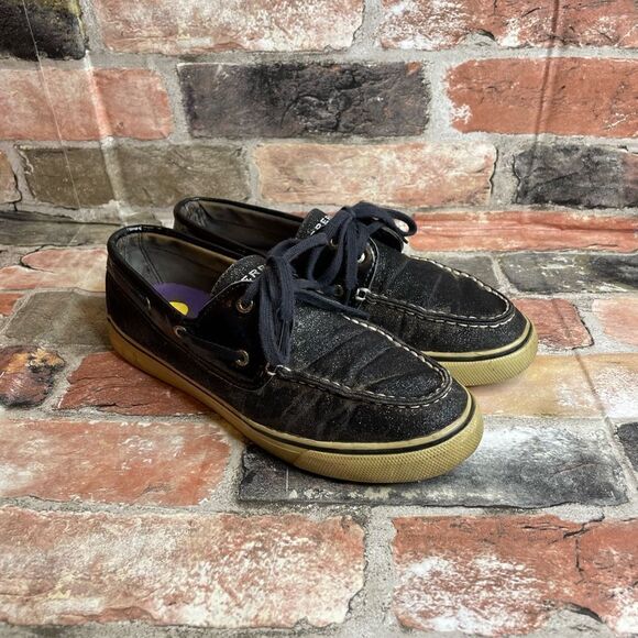 5 for $25🔥Size 8 Black Glitter Sperry Top-Sider Boot Shoes/ Deck Shoes/ … - Picture 4 of 11
